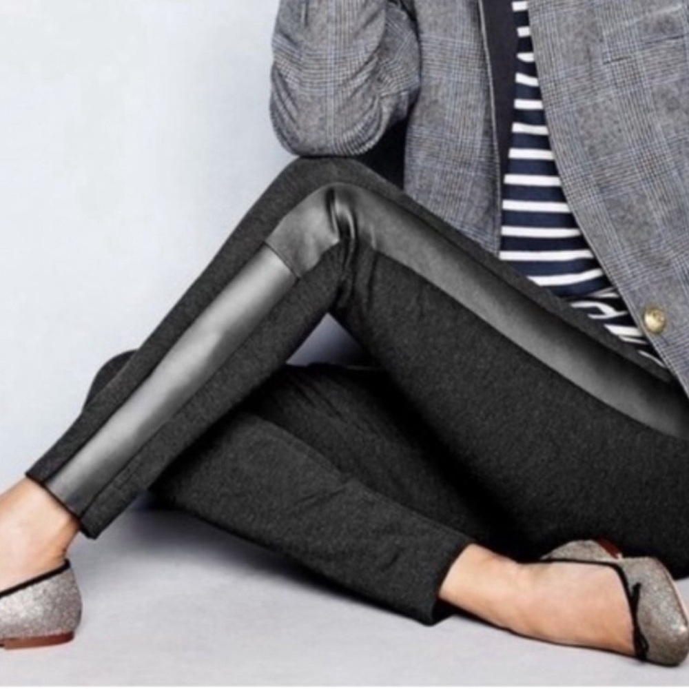 Women’s J. Crew Pixie Pant Black w/Leather Tuxedo Stripe
Size: 8 regular